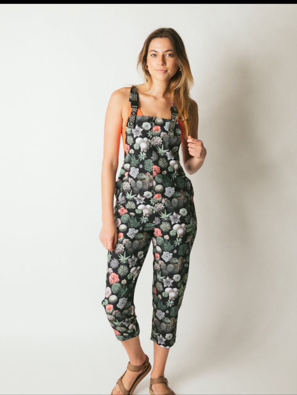 KAVU San Blas Succulent Overalls L Gorp Outdoors Hiking Camp Garden Utility Boho